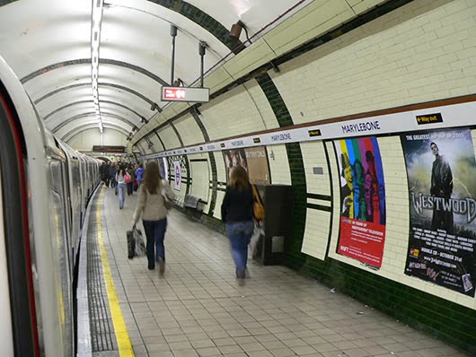 Northbound Bakerloo Line platform at Marylebone in London