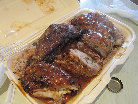 Food prepared with jerk marinade