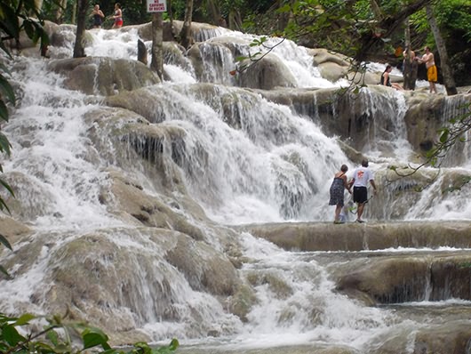 Water flowing over the falls