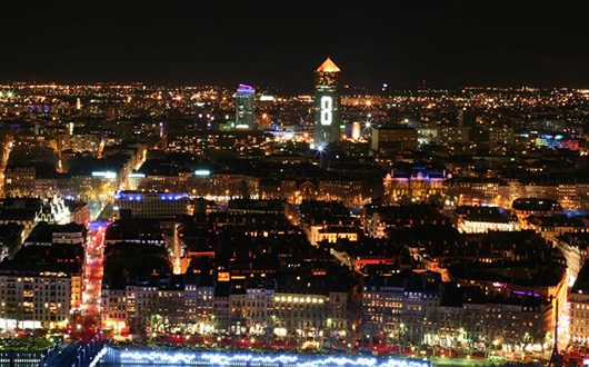 The Lumiere light display in Lyon, France
