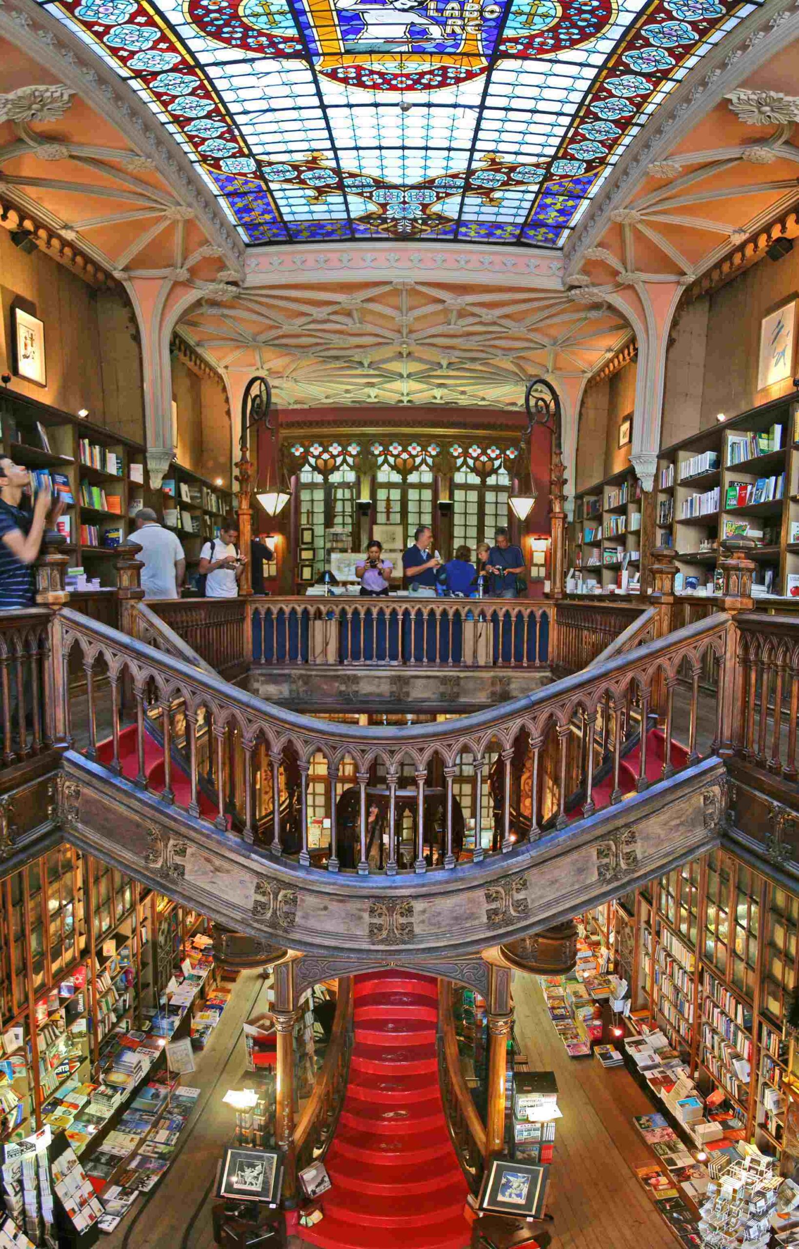 The interior architecture of the Livraria Lello e Irmao bookstore