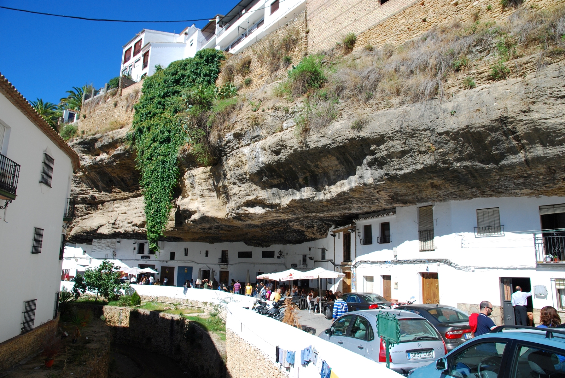 Buildings constructed into the rock face in Setenil de las Bodegas