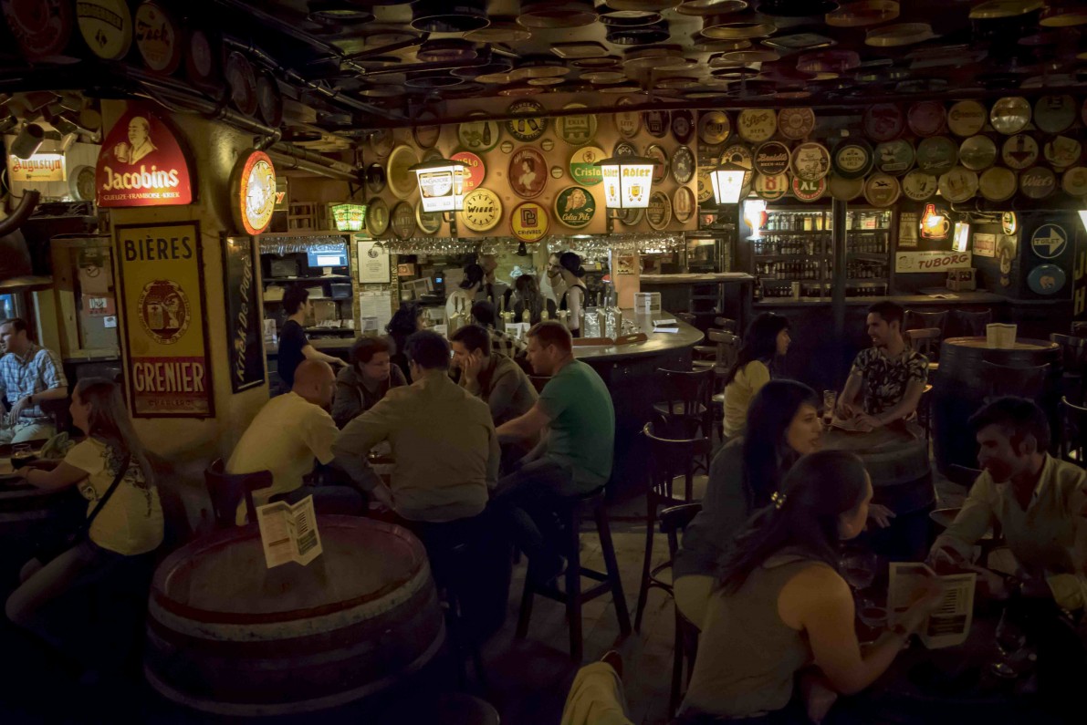 A serving of beer at the Delirium Cafe in Brussels