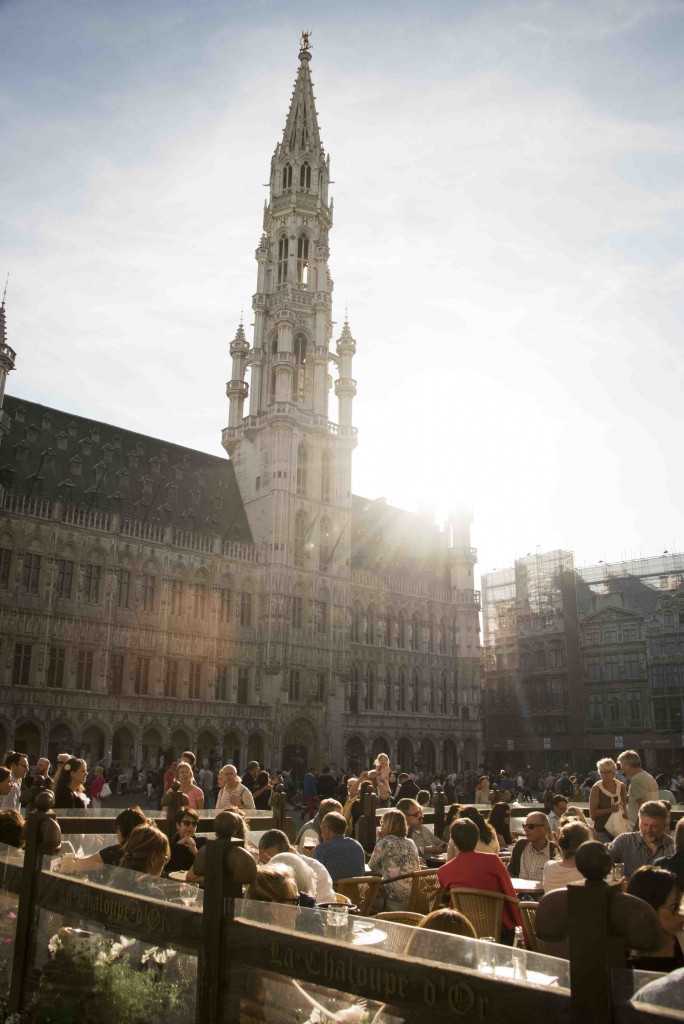 The ornate architecture surrounding Grand Place in Brussels
