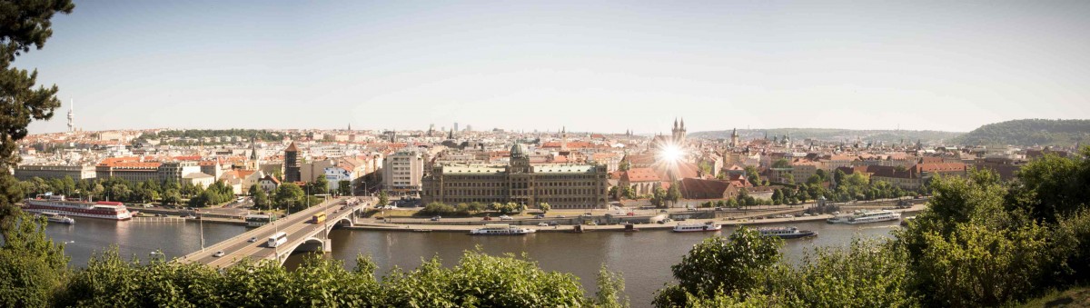 A panoramic view of the city of Prague from Letna Park