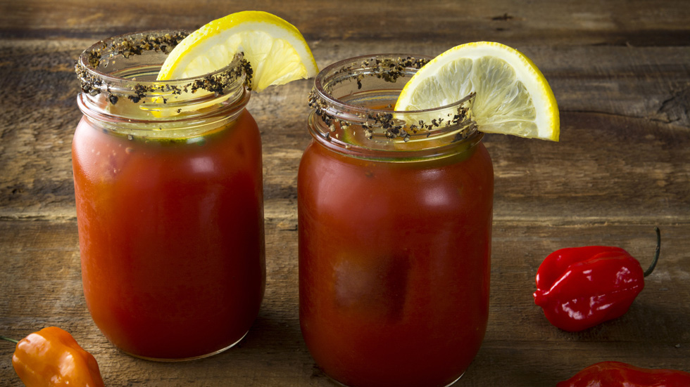 A Bloody Mary or Bloody Caesar cocktail