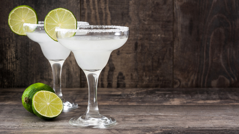 A prepared margarita cocktail
