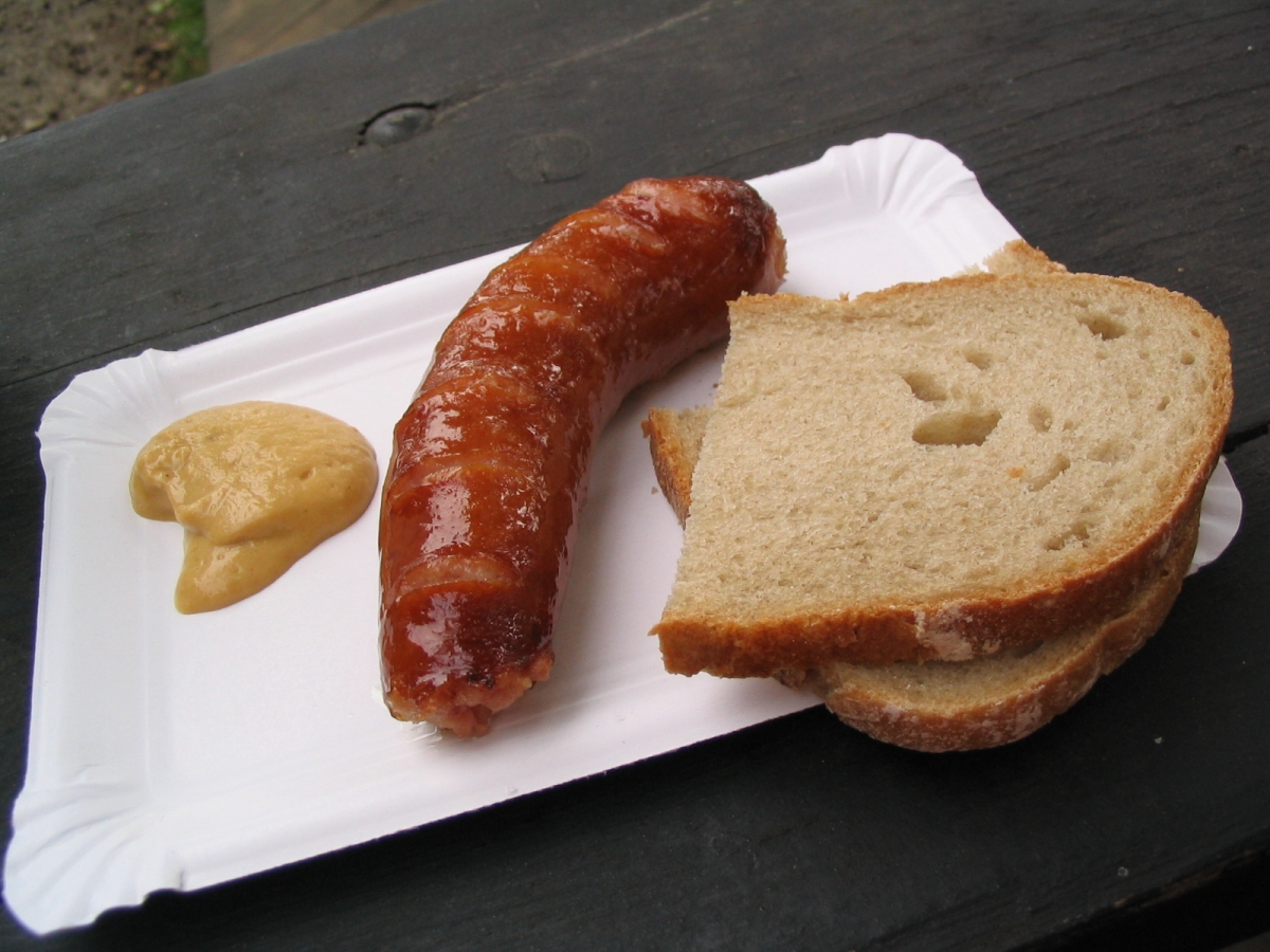 A grilled Klobasa sausage
