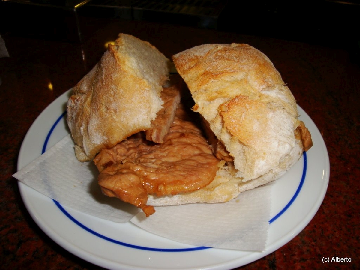 A traditional Portuguese Bifana pork sandwich
