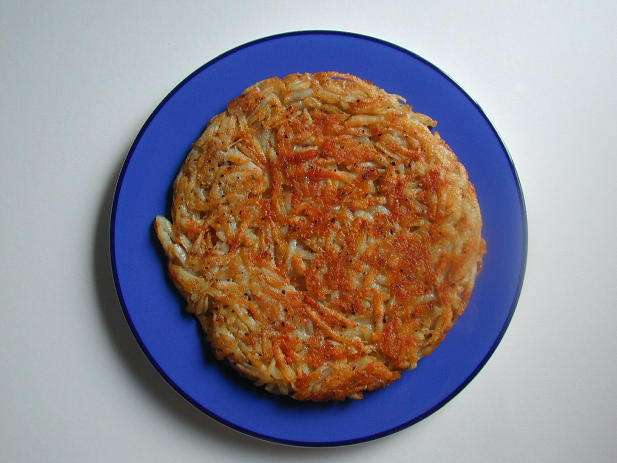 A crispy fried Bramborak potato pancake