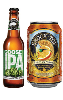 Beers from Goose Island and Shock Top