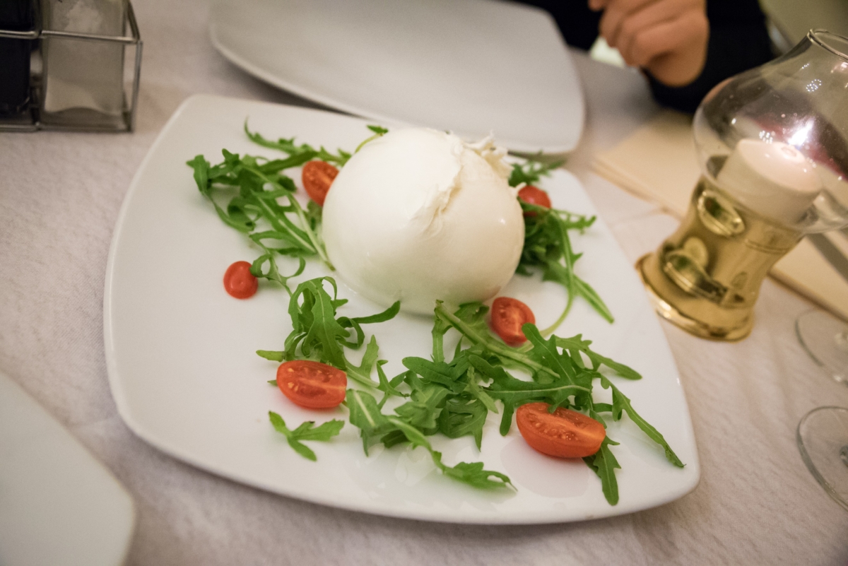 A fresh ball of mozzarella di bufala in Naples