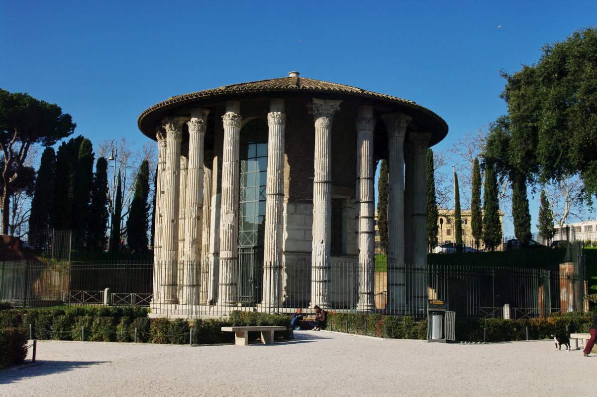 The ruins of the Forum Boarium in Rome Italy