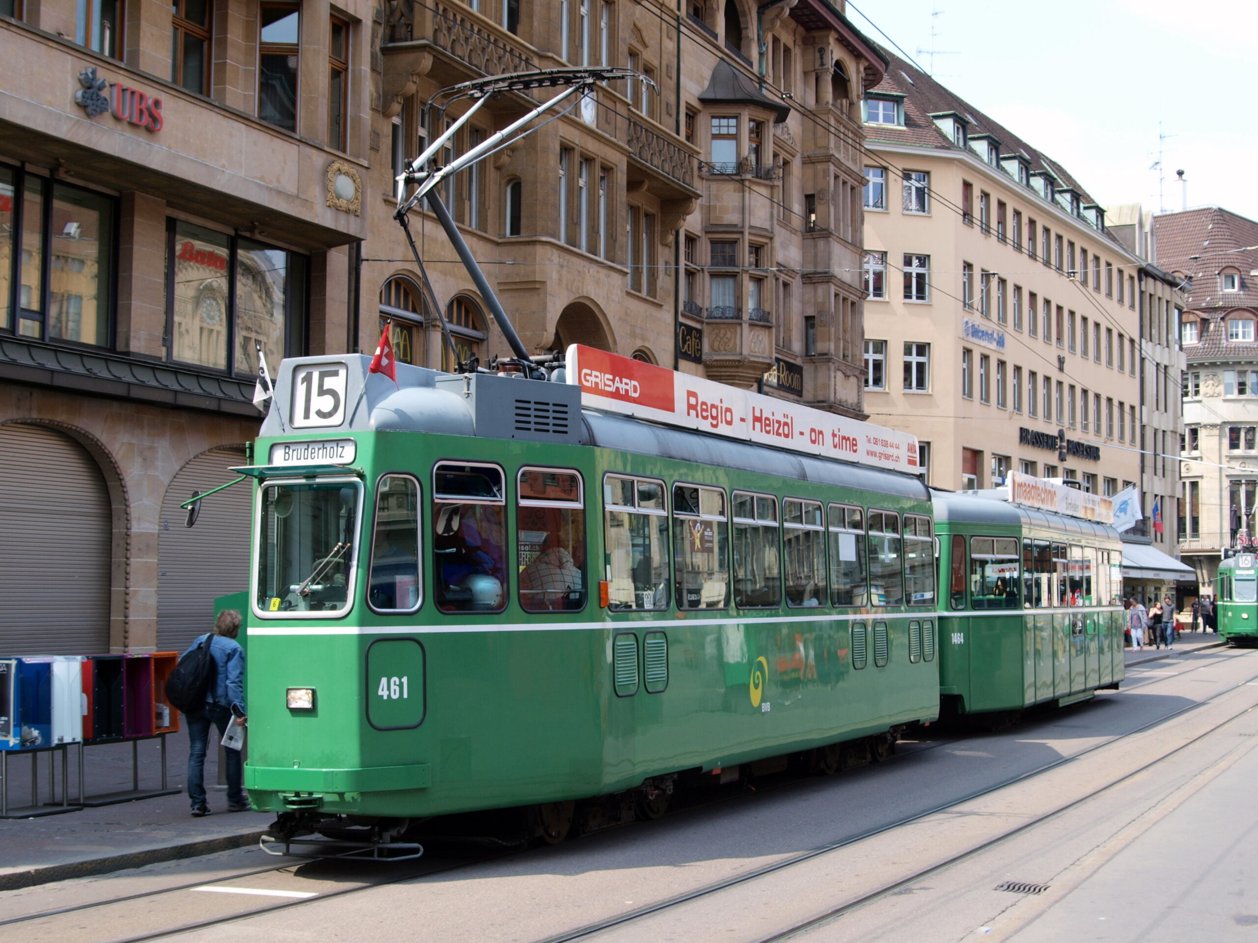 BVB Tram car 461 on line 15 towards Bruderholz in Basel
