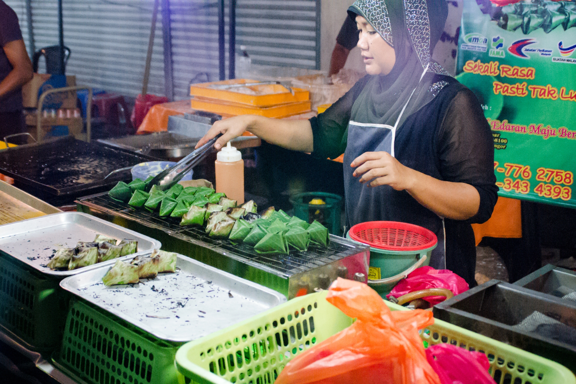 A stand selling various street food items