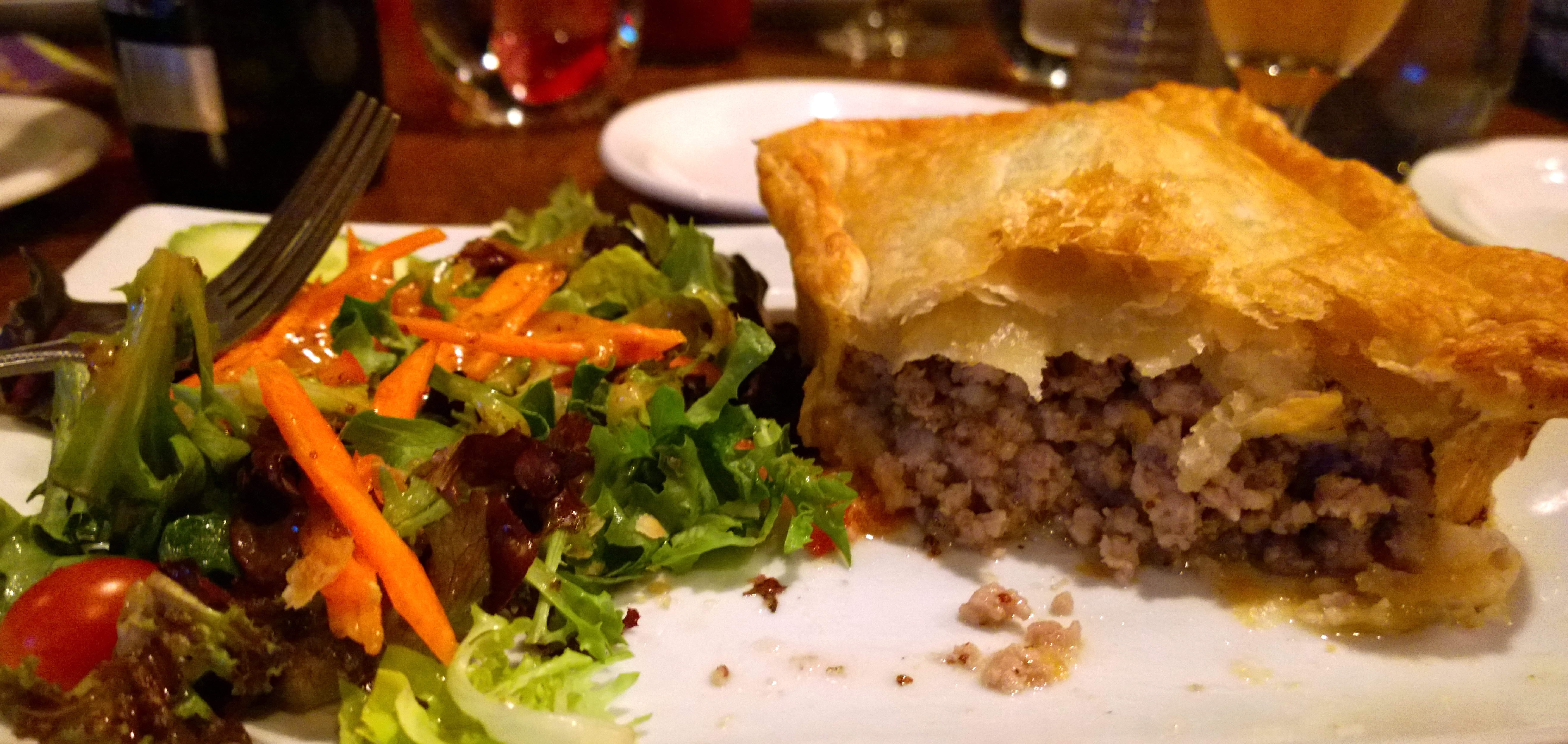 Delicious destinations Quebec City-A slice of Tourtiere with vegetable salad