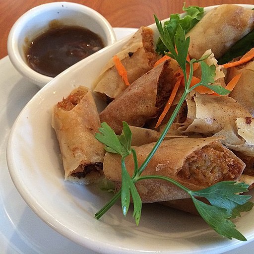 Andrew Zimmern Delicious Destinations Manila - Ground pork with diced vegetables wrapped with spring roll wrapper