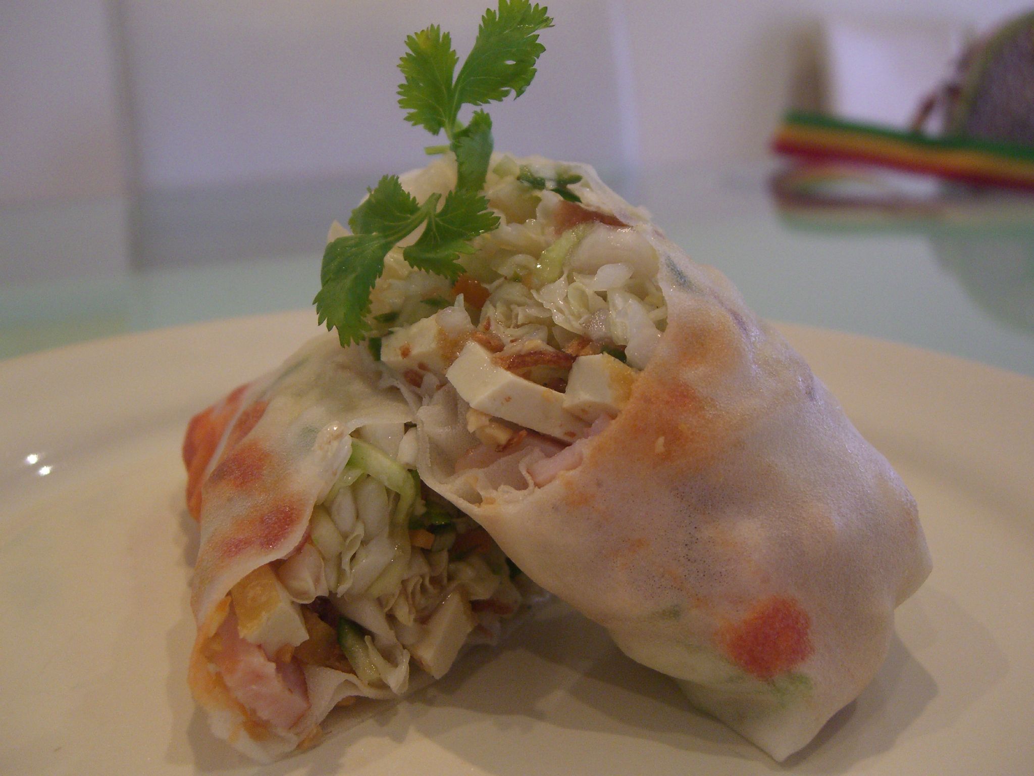 Mixed vegetables wrapped with thin fermented wheat dough