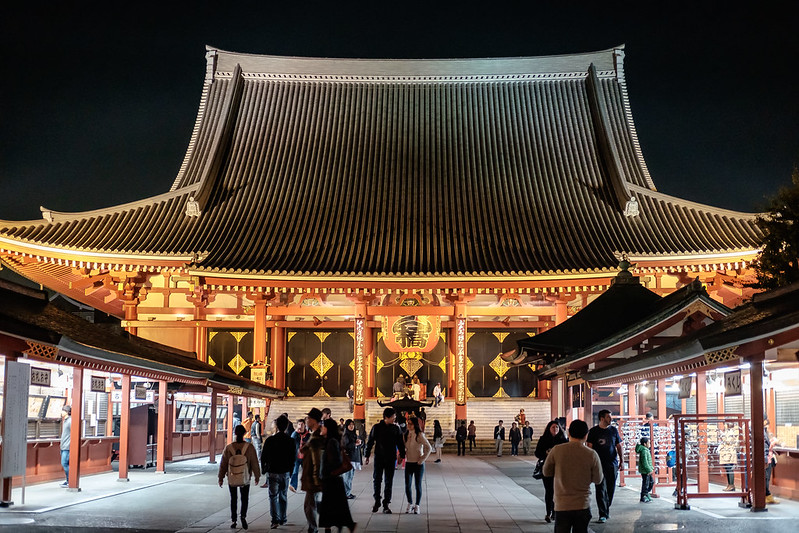 Sensō-ji main hall at night - photo by Leng Cheng under CC BY 2.0