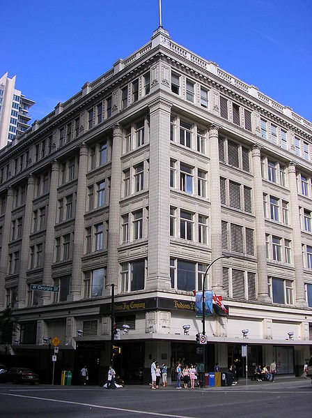 The Bay department store at the corner of Granville & West Georgia Streets - photo by Mike from Vancouver, Canada under CC-BY-2.0