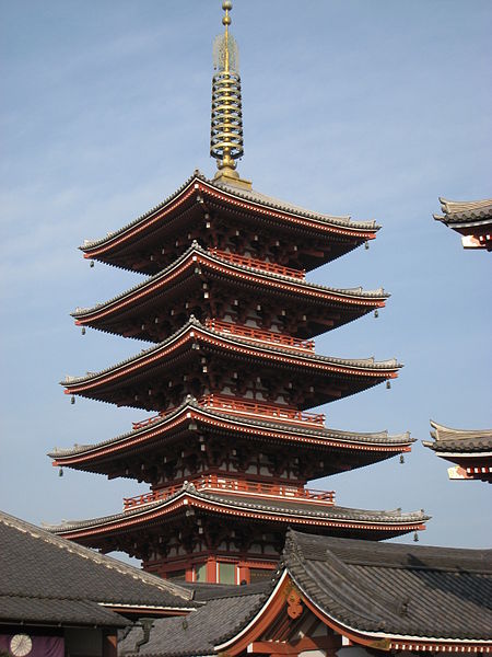 five-storied pagoda at Sensō-ji - photo by Daderot under PD-self