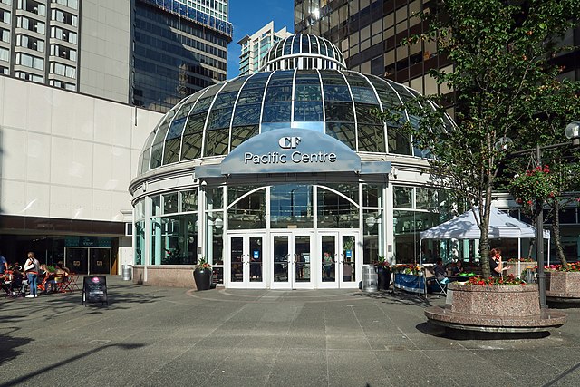 the Georgia Street entrance of Pacific Centre - photo by Wpcpey under CC-BY-SA-4.0