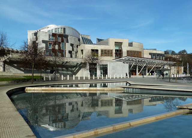Scottish Parliament Building located in Holyrood, Edinburgh - photo by Mary and Angus Hogg under CC BY-SA 2.0