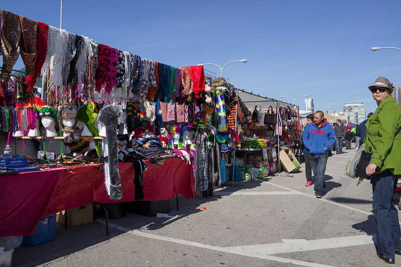 Some of the stalls at Maxwell Street Market - photo by Edsel Little under CC BY-SA 2.0