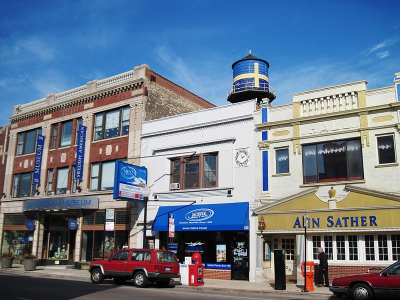 Some of the commercial establishments in Andersonville - photo by Zagalejo under PD-self