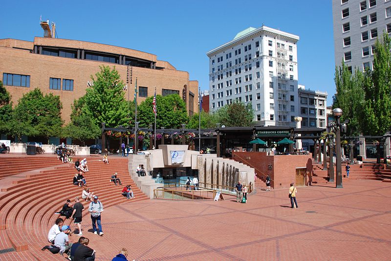 West half of the Pioneer Courthouse Square - photo by Steve Morgan under CC-BY-SA-3.0 and GFDL
