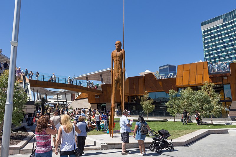 "Wirin" sculpture by Western Australian artist Tjyllyungoo at Yagan Square - photo by Samuel Wiki under CC-Zero