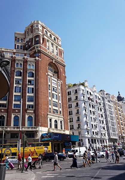 best shopping in Madrid - Calle Gran Via in Madrid, Spain - photo by Tiia Monto under CC-BY-SA-3.0