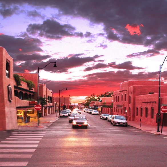 Downtown Santa Fe, New Mexico - photo by Rennett Stowe from USA under CC-BY-2.0