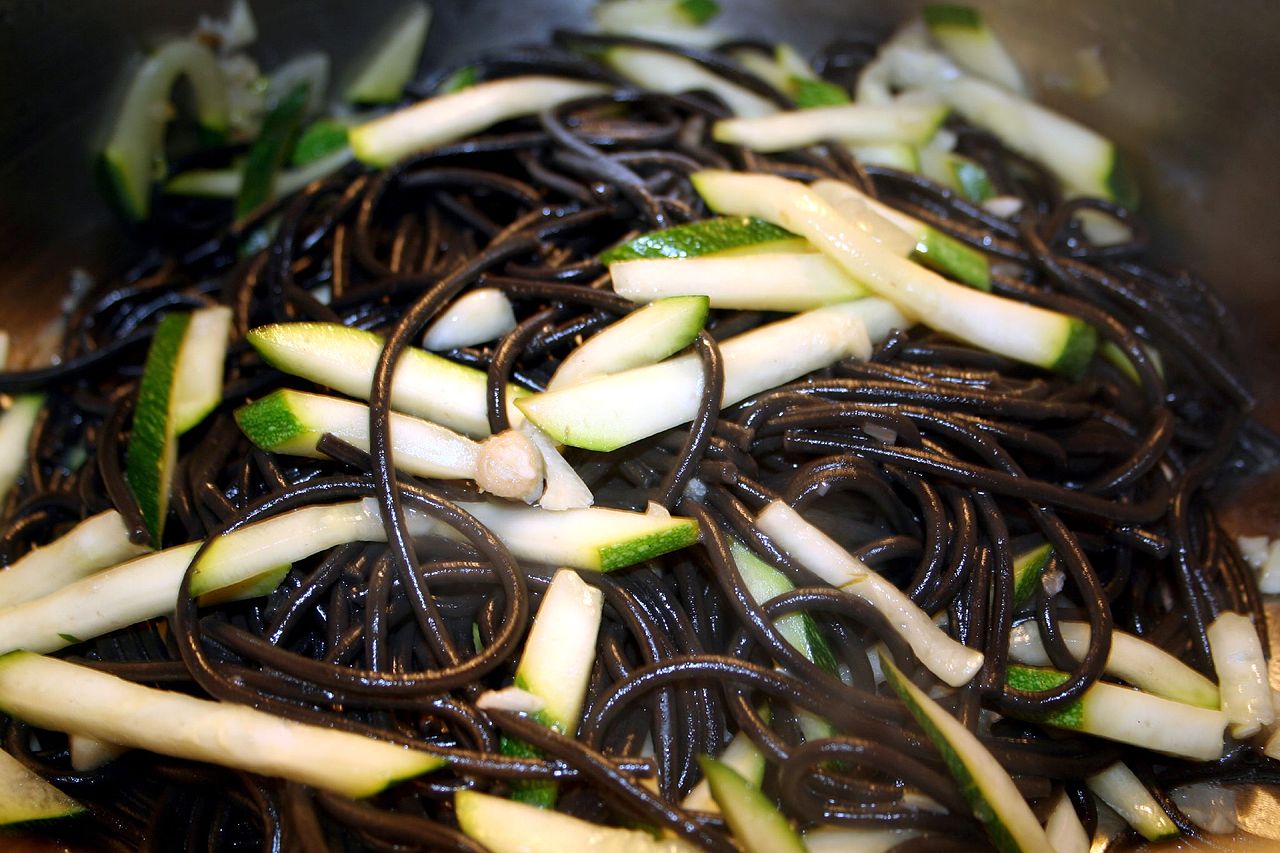 Black Squid Ink Pasta - photo by Anne Oeldorf from State College, PA, USA under CC-BY-2.0