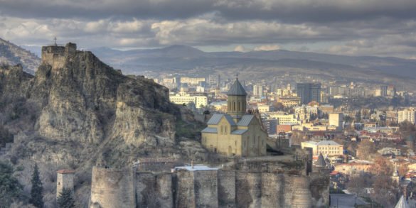 The fortress of Narikala ნარიყალა and Church of St. Nicolas in Tbilisi, Georgia - photo by George Melashvili under CC-BY-SA-3.0 and GFDL