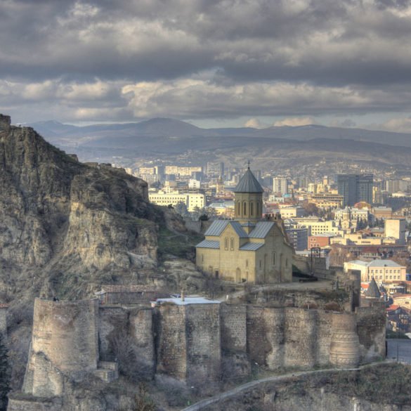 The fortress of Narikala ნარიყალა and Church of St. Nicolas in Tbilisi, Georgia - photo by George Melashvili under CC-BY-SA-3.0 and GFDL