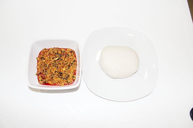 Anthony Bourdain Lagos - Egusi Soup and Pounded Yam - photo by Ask4ugo under CC-BY-SA-4.0