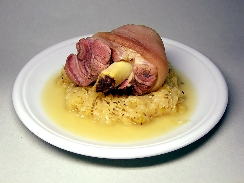 Eisbein on Sauerkraut - photo by Rainer Zenz under GFDL, CC-BY-SA-3.0-migrated and CC-BY-SA-2.5,2.0,1.0